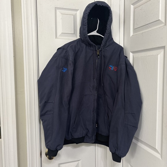 Berne Other - Berne Mens Workwear Jacket Duck Canvas Full Zip Hood Industrial HJ51ND 2XL Blue